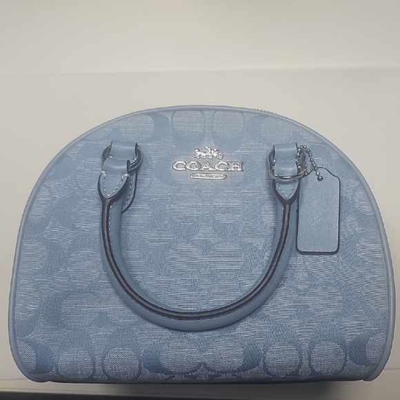 Coach Handbags - Coach Blue Satchel with Signature Monogram